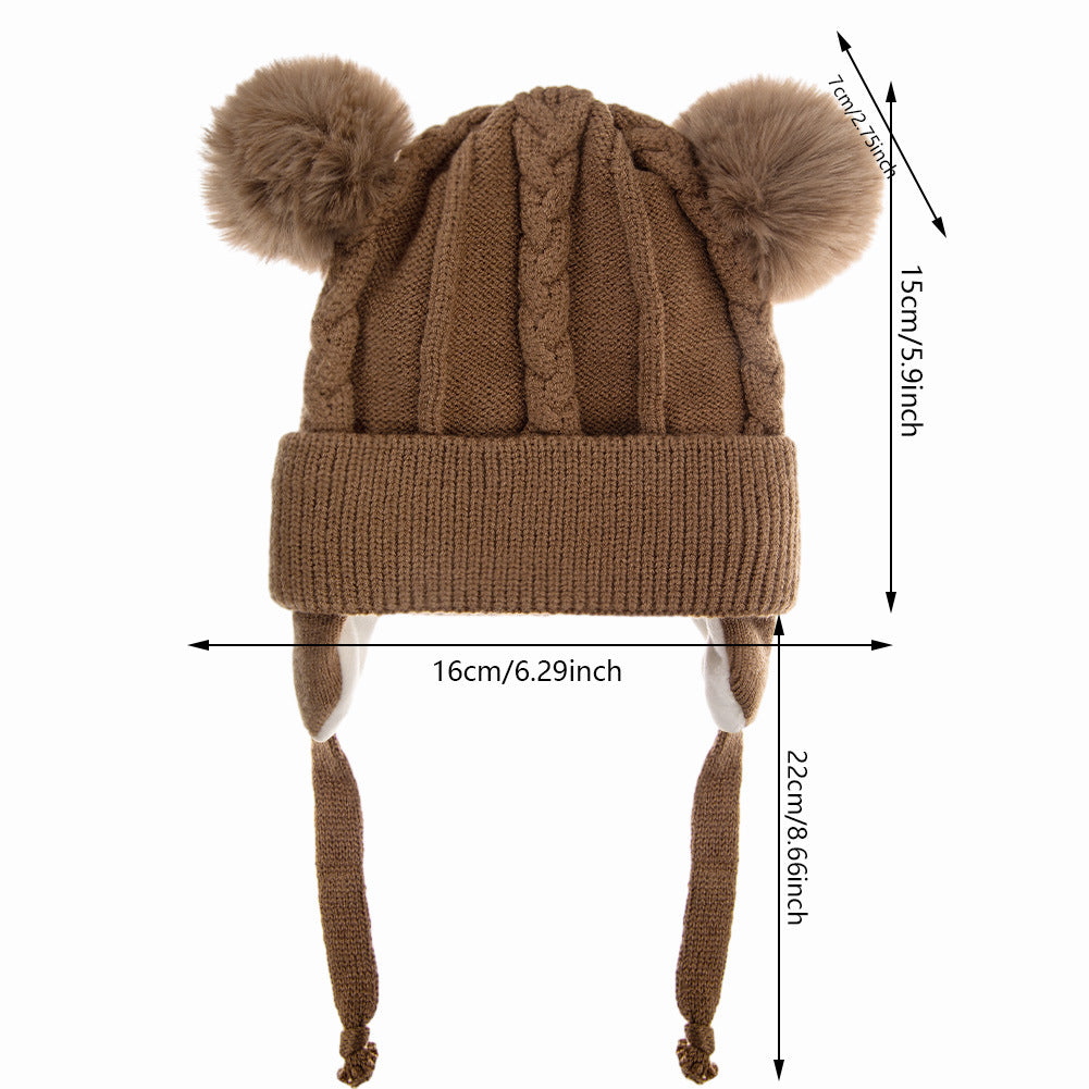 Cappellino Neonato Azzurro con Doppi Pon Pon – Maglia Calda in Fibra Acrilica 100%