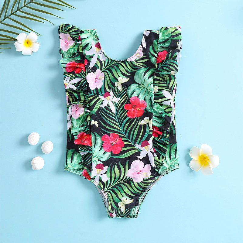 Costume Bambina con Fantasia Tropicale