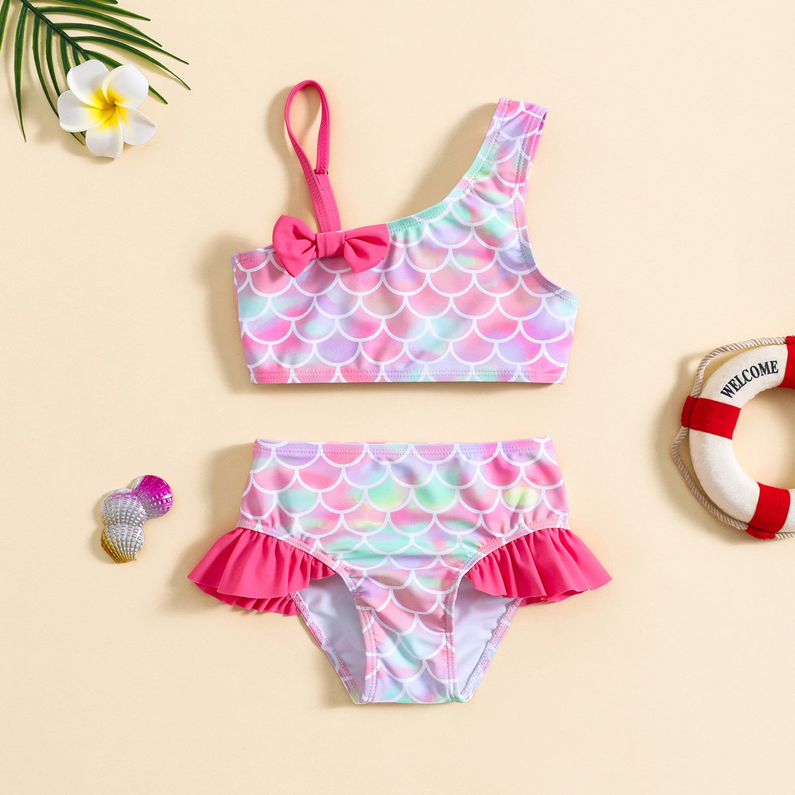 Costume bambina 2 pezzi   Fantasia Sirena Pastello