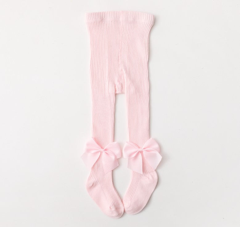 Collant Eleganti per Bambina con Fiocco in Raso  vari colori caldo cotone