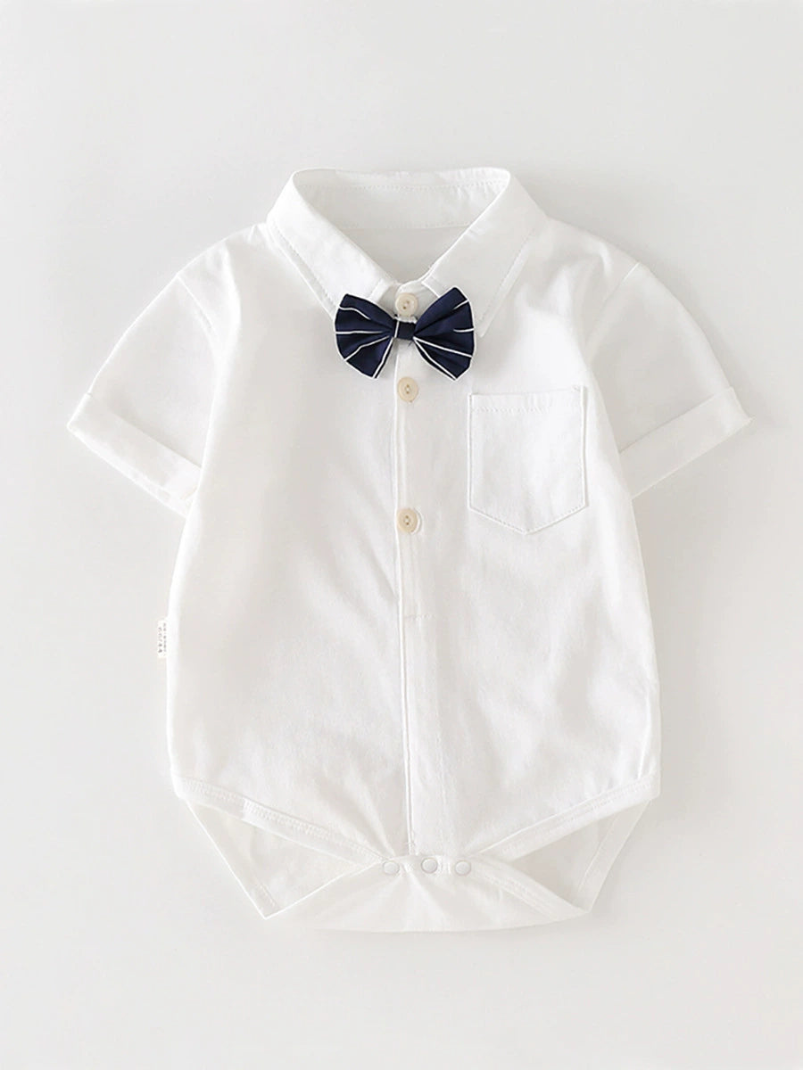 Body Camicia Neonato Elegante con Papillon – Bianco