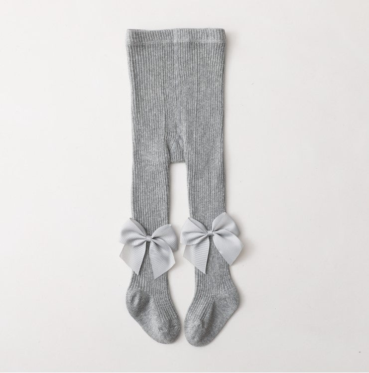 Collant Eleganti per Bambina con Fiocco in Raso  vari colori caldo cotone