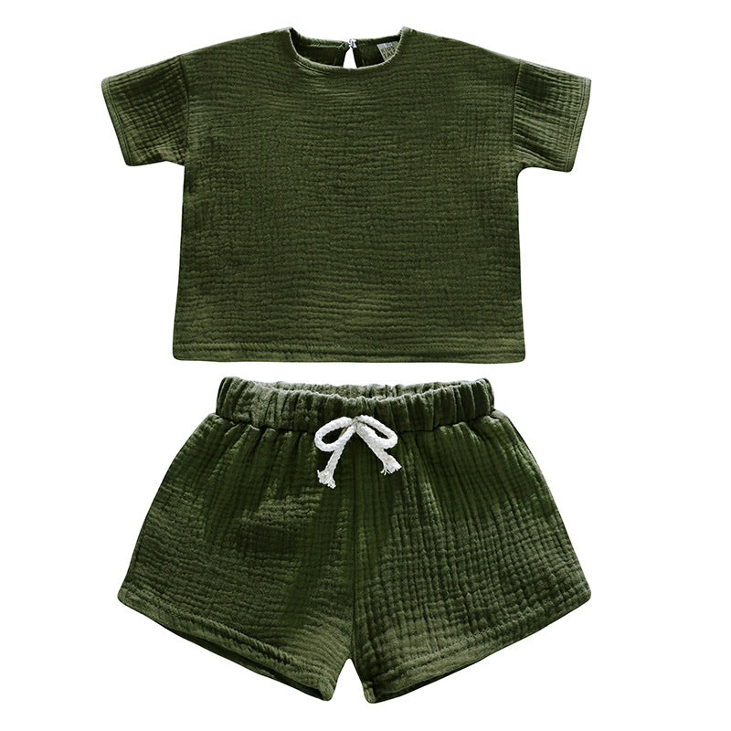 Completo Estivo Bambino in Mussola di Cotone   T-Shirt e Shorts