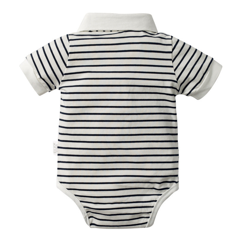 Completo bimbo 2 pezzi: body polo a righe + salopette verde – Stile casual chic
