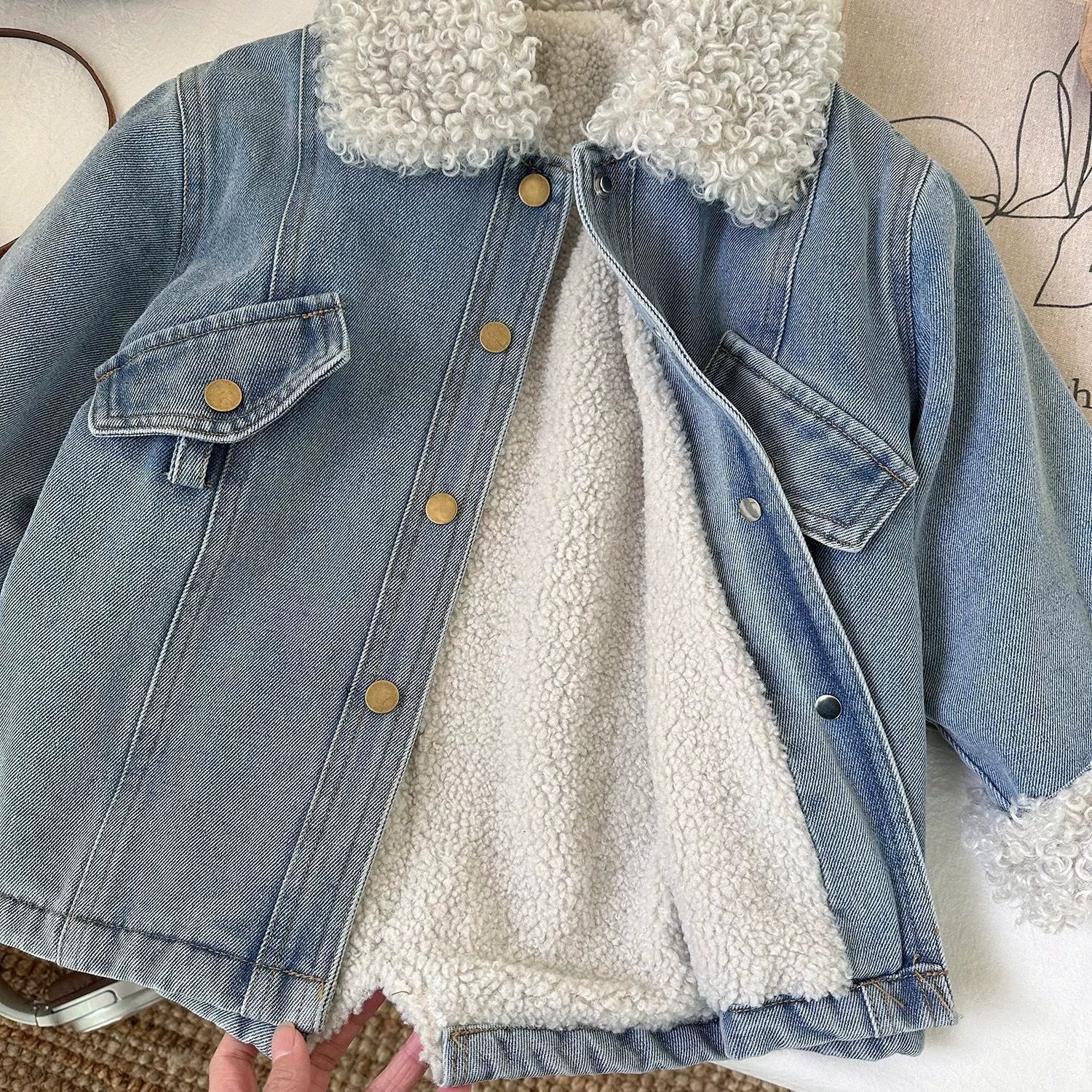 Giubbotto in Denim Foderata Teddy Baby Autunno/Inverno