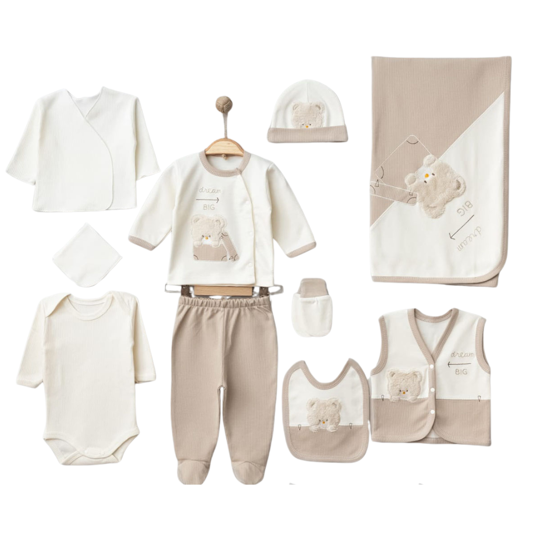 set 10 Coredino pezzi caldo cotone beige 0-3 mesi