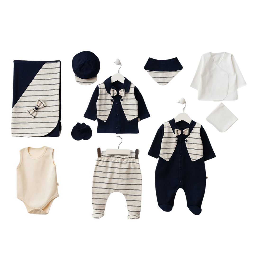 Set Neonato "Piccolo Gentiluomo" - 10 Pezzi in Cotone Premium