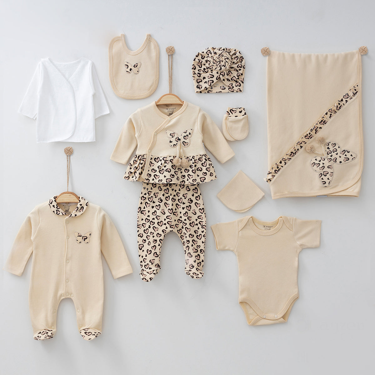 Completo Neonata Beige Animalier – Cotone 100% Corredino 10pz