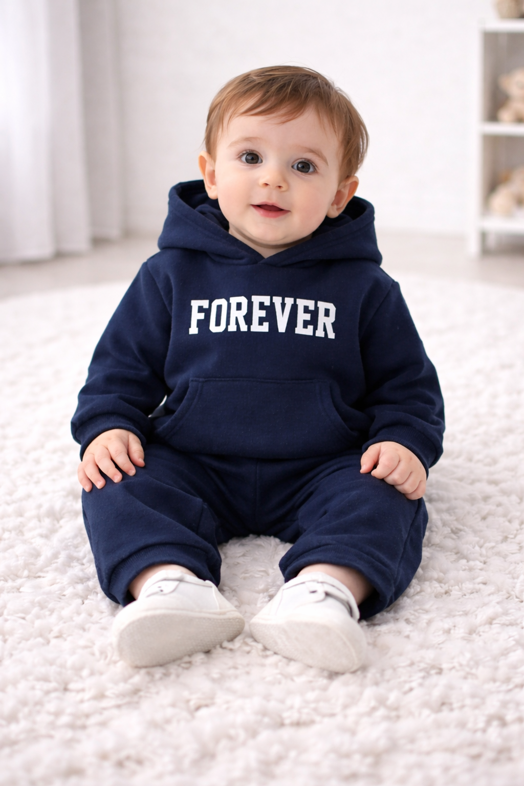 Tuta Bambino/Bambina  con Cappuccio e Scritta "FOREVER"