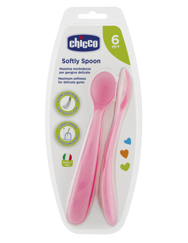 Cucharas Chicco 6m+ rosa, 2 piezas