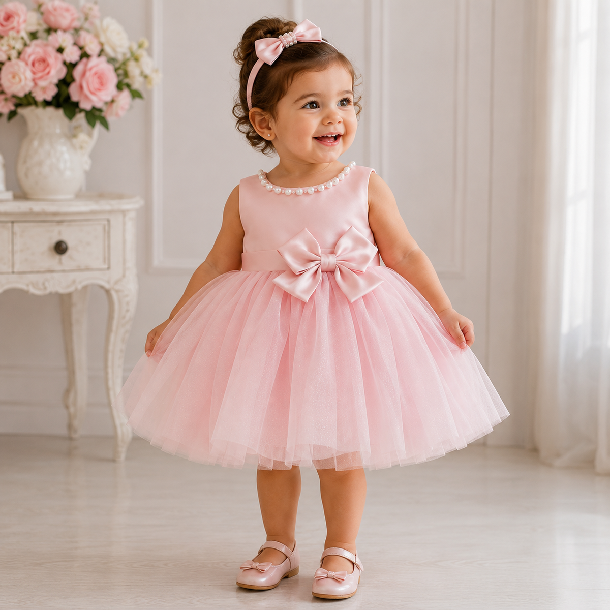 Abito Rosa con Fiocco Gigante - Eleganza e Delicatezza