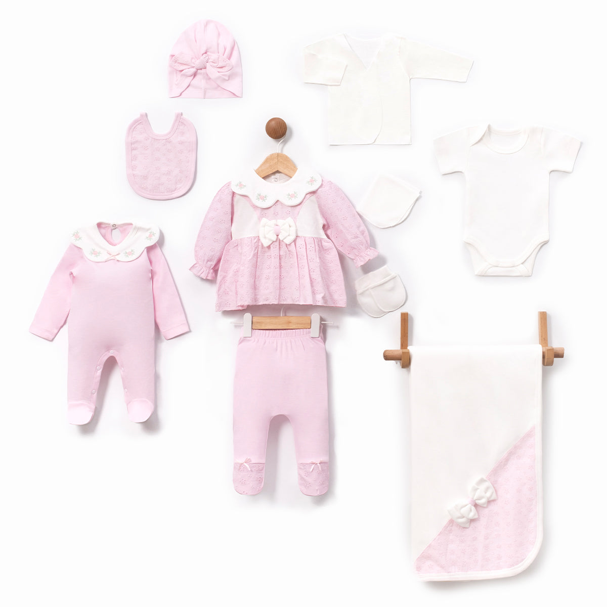 Set nascita 10 pezzi rosa  antico