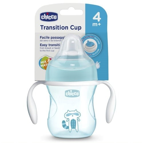 Borraccia chicco azzurra silicone antigoccia con manici 4+