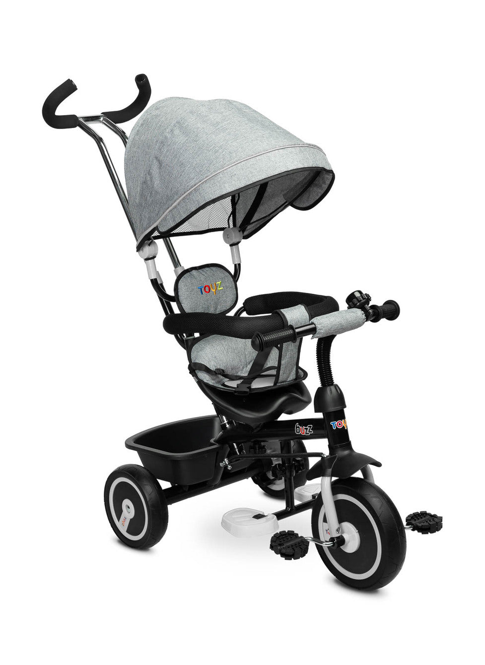 Triciclo 3 in 1 per Bambini con Maniglione e Tettuccio - Vari Colori Buzz