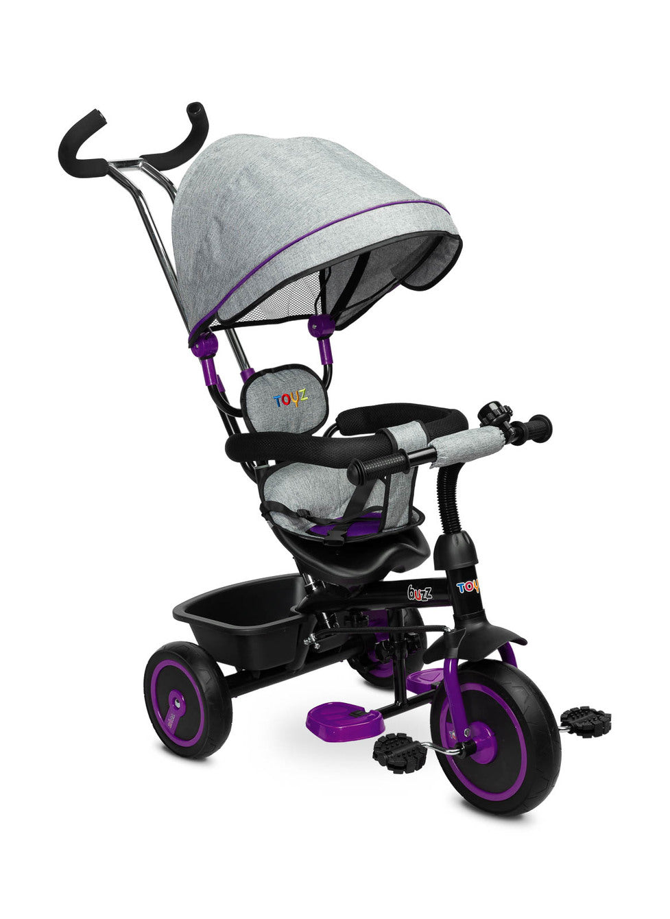 Triciclo 3 in 1 per Bambini con Maniglione e Tettuccio - Vari Colori Buzz