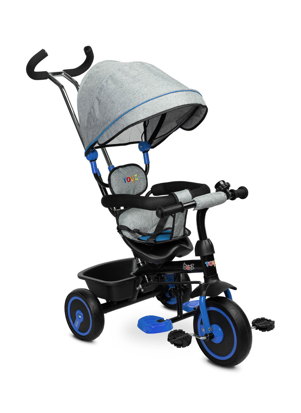 Triciclo 3 in 1 per Bambini con Maniglione e Tettuccio - Vari Colori Buzz