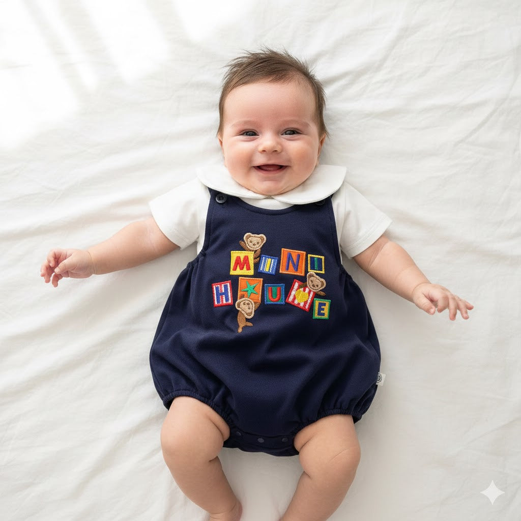agliaccetto Estivo Neonato “MINI HAUKE” – Blu Navy con Orsetti
